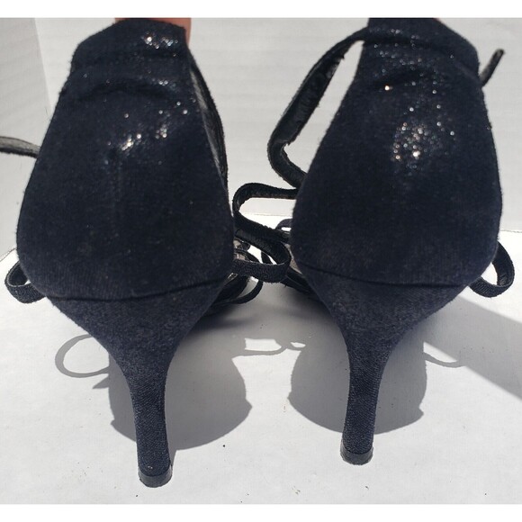 Nine West Black Strappy High Heels Size 7M w/Beaded Accents EUC R-SNOOKIE-X3 - Picture 4 of 10